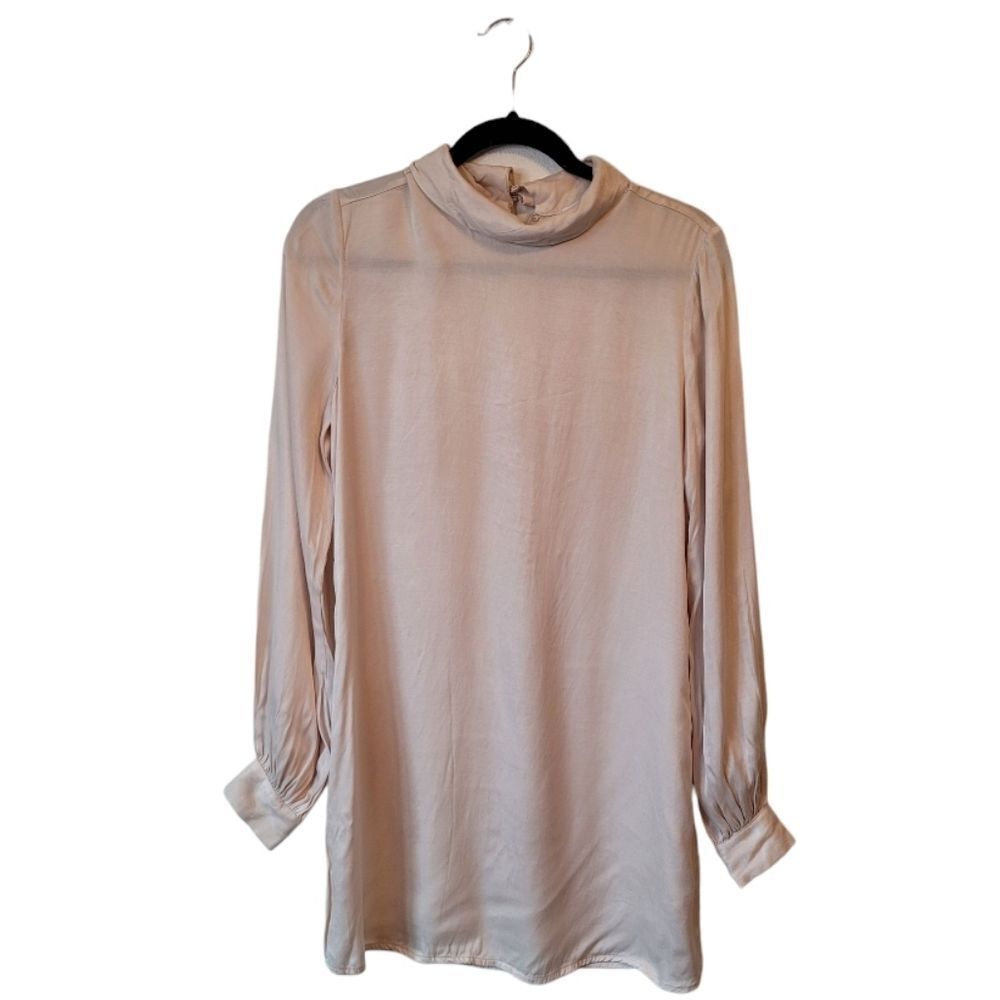 LPA Revolve Women's Champagne Cupro High Neck Mini Dress Size S